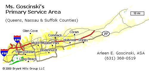 Map of Ms. Goscinksi's service area